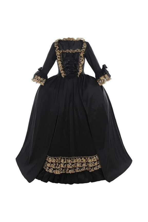 Women's Queen Marie Antoinette Rococo Ball Gown Gothic Victorian Dress Black