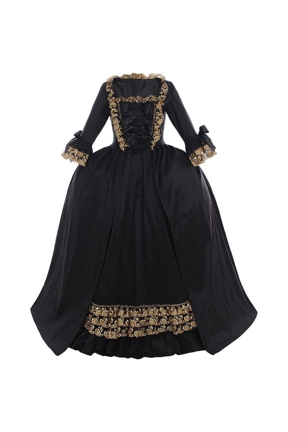 Women's Queen Marie Antoinette Rococo Ball Gown Gothic Victorian Dress Black