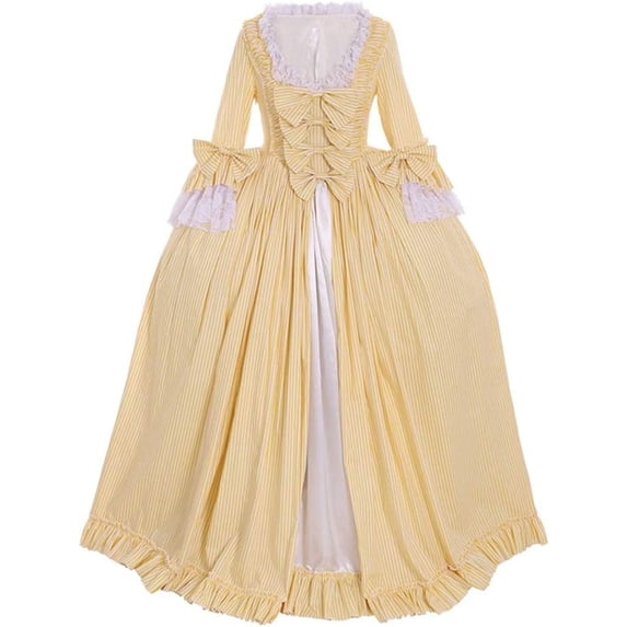 Women's Queen Marie Antoinette Rococo Ball Gown Victorian Dress Yellow