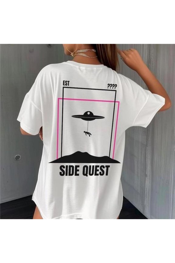 Women's Quest Rave T-Shirt, Alien Rave Shirt, Edm Music _ Color_ Black_White _ Size_ Various