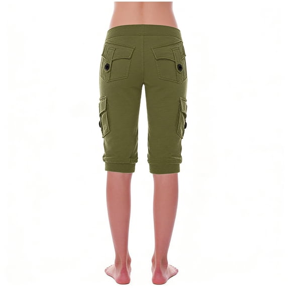 Women's Quick Dry Hiking Capris Stretch Lightweight Outdoor Travel Cargo Pocket Cropped Pants Army Green M