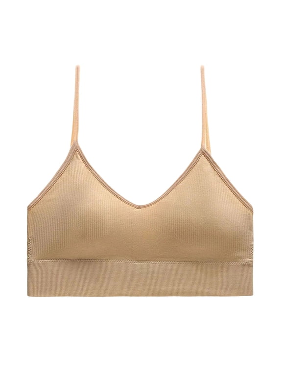 Women's Quick Dry Moisture Wicking Sports Bra, Solid Color Yoga Fitness Camisole Bra for Ladies Reliable Support Daily Wear Khaki S