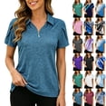 thumbnail image 1 of Women's Quick Dry Polos Shirt, Lightweight Breathable Performance Polos, Short Sleeve UPF 50+ Outdoor Golf 1/4 Zip Shirt, 1 of 7