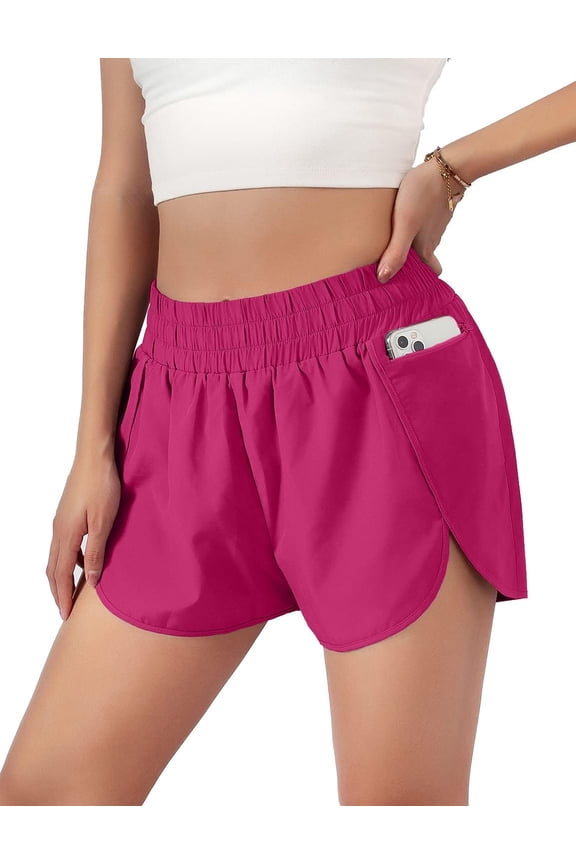 Women's Quick-Dry Running Shorts Workout Sport Layer Active Shorts with Pockets 1.75"