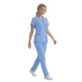 thumbnail image 1 of Women’s Quick Dry Scrub Set, V-Neck Short Sleeve Top & Pants Medical Uniform, Breathable Moisture-Wicking Workwear with Pockets for Nurses & Healthcare Staff, 1 of 6