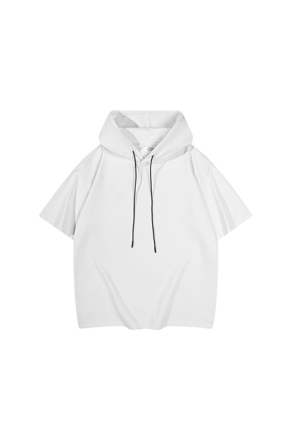 Women's Quick-Dry Short Sleeve Hoodie, Athletic Sports Top with Drawstring Hood, Breathable Mesh Summer Workout Pullover for Gym, Running and Casual Streetwear White M