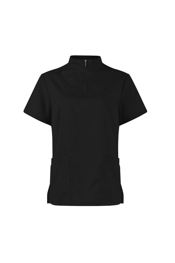 Women's Quick-Dry Stretchy Scrubs Set Workwear Top & Pants Stand Collar Zipper Pocket Solid Color Nursing Uniforms Healthcare Medical 2-Piece Polyester Black M