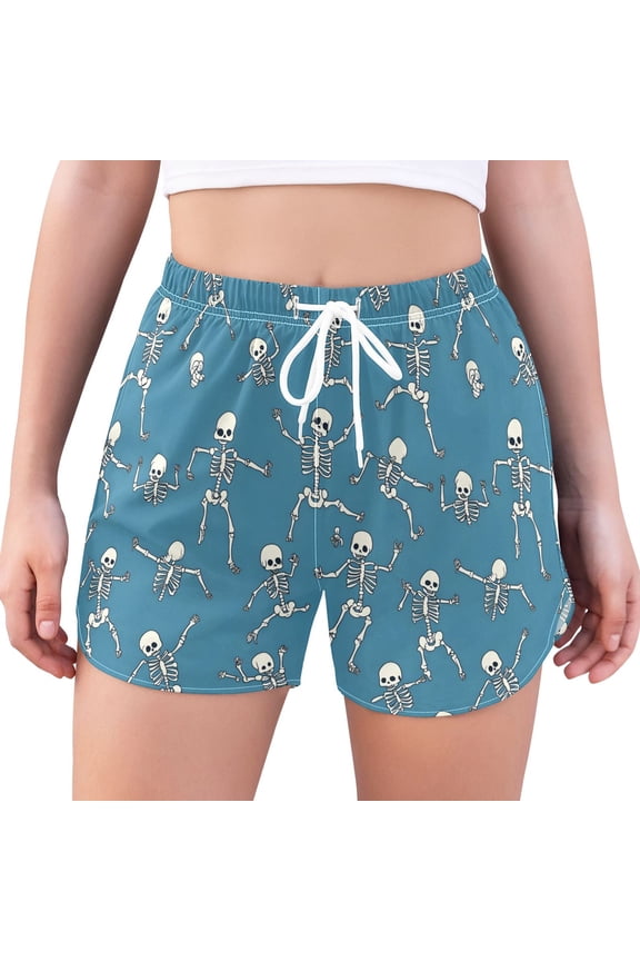 Women's Quick Dry Swim Shorts Dancing Skeleton Water Repellent Stretch Board Shorts with Boxer Liner Summer Beach with Pockets