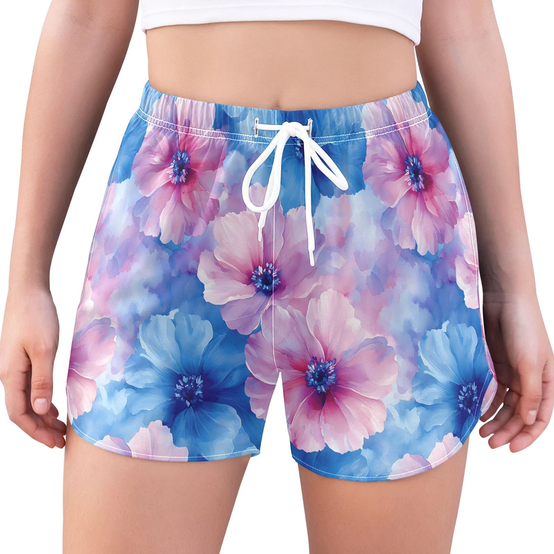 Women's Quick Dry Swim Shorts Watercolor Poppy Water Repellent