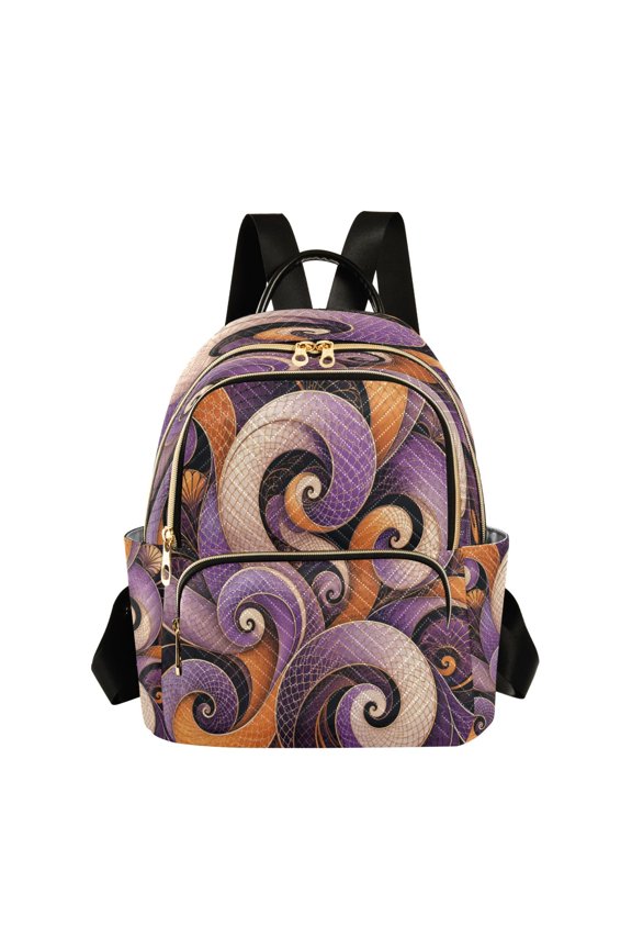 Women's Quilted Backpack Casual Knapsack Travel Daypack with Multiple Zipper Multiple Helical Coiled Pattern