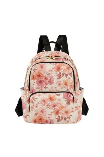 Floral Quilted Backpack in Cream and Black - Women\'s Bag Quilted Small Backpack main image 2
