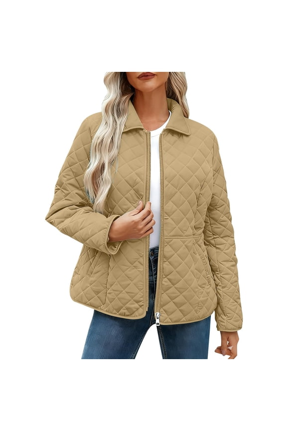 Women's Quilted Barn Jacket 2026 Trendy Lightweight Puffy Zip Up Bomber Coat Warm Winter Outwear with Pocket