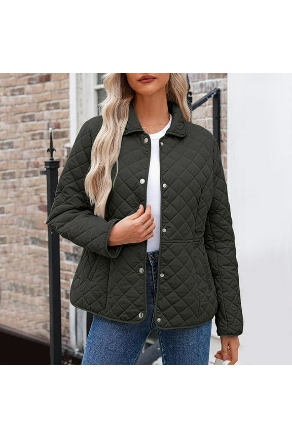 Women's Quilted Barn Jackets 2025 Trendy Puffy Coats Quilted Bomber Jacket Lightweight Warm Winter Outerwear Clothing, 2025 Clearance
