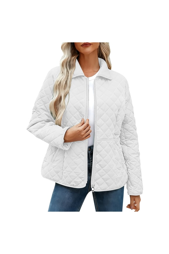 Women's Quilted Barn Jackets Long Sleeve Button Down Winter Quilted Jackets Puffy Coats Quilted Bomber Jacket Puffer Jacket Outerwear Coats with Pockets