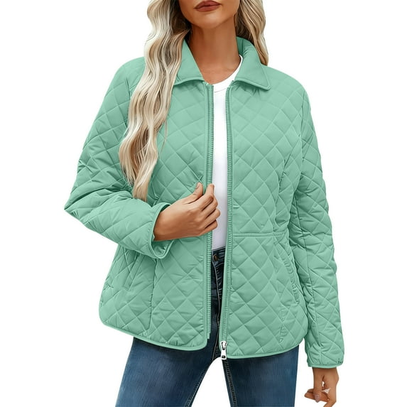Women's Quilted Barn Jackets Long Sleeve Button Down Winter Quilted Jackets Puffy Coats Quilted Bomber Jacket Puffer Jacket Outerwear Coats with Pockets