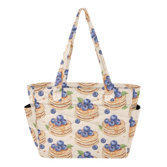 Women's Quilted Cakes Tote Bag with Zipper Large Polyester Shoulder Bag with Laptop & Luggage Sleeve Cute Printed for Work School Travel