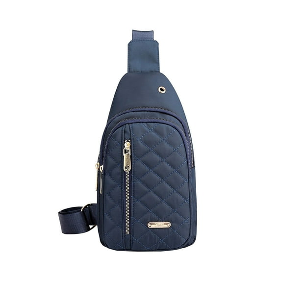 Women's Quilted Crossbody Bag with Diamond Stitching, Waterproof Nylon Shoulder Purse with USB Charging Port, Stylish Travel Handbag ( Blue )