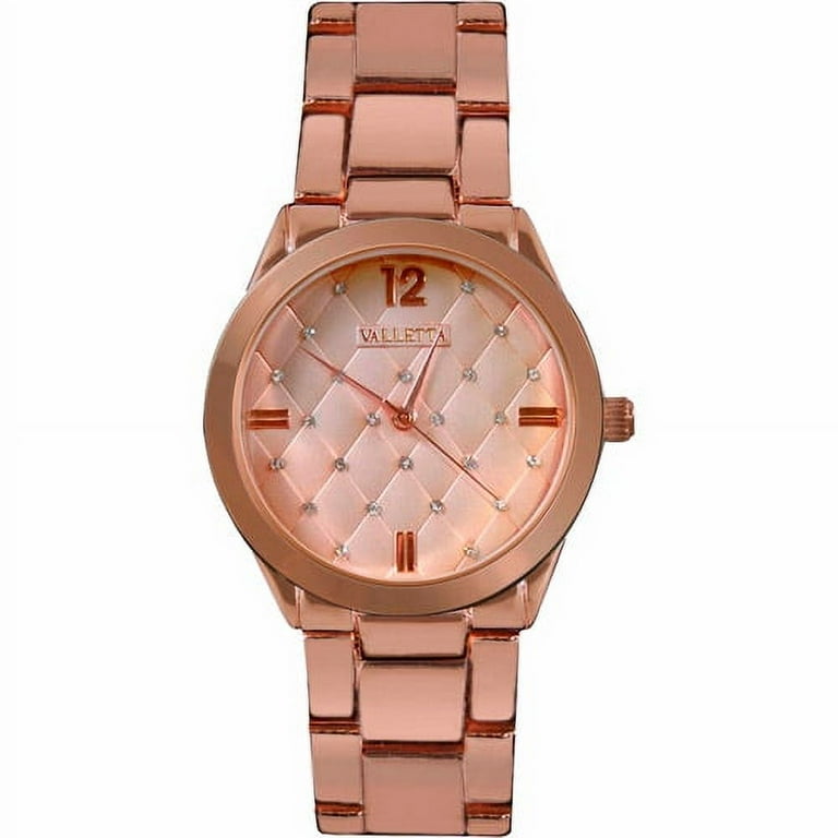 Women s Quilted Dial Rose Gold Tone Watch Walmart