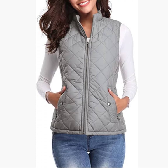 Women's Quilted Gilet Lightweight Body Warmer Padded Outdoor Vest Sleeveless Jacket