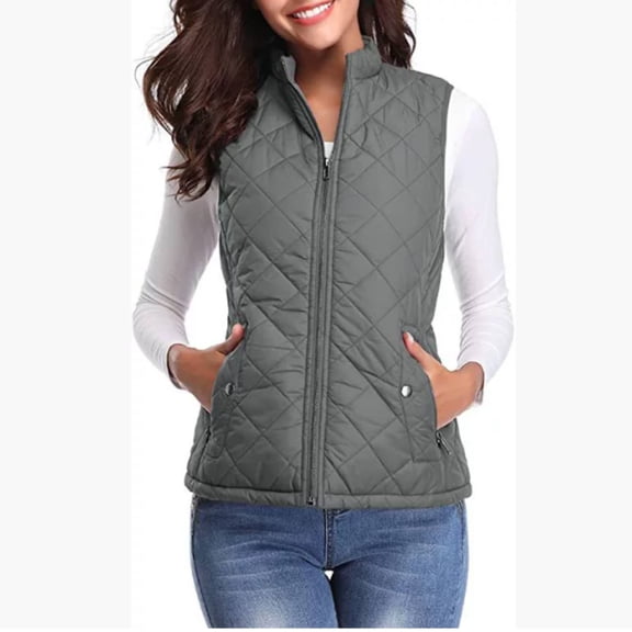 Women's Quilted Gilet Lightweight Body Warmer Padded Outdoor Vest Sleeveless Jacket