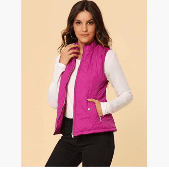 Women's Quilted Gilet Lightweight Body Warmer Padded Outdoor Vest Sleeveless Jacket