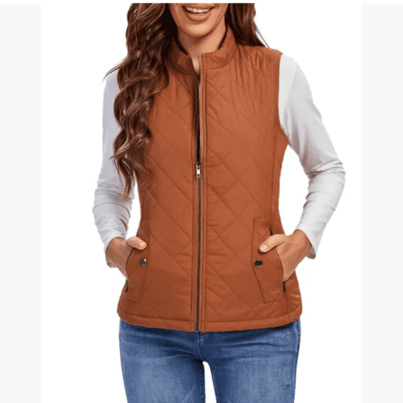 Women's Quilted Gilet Lightweight Body Warmer Padded Outdoor Vest Sleeveless Jacket