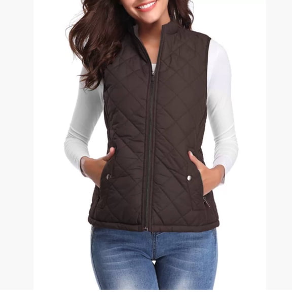 Women's Quilted Gilet Lightweight Body Warmer Padded Outdoor Vest Sleeveless Jacket