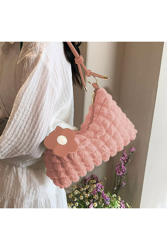 Women's Quilted Handbag, Nylon Puffer Shoulder Bag, Puffy Bubbled Tote Bag, Puffer Quilted Shoulder Bag for Women, Lightweight Nylon Handbag