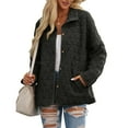 thumbnail image 1 of Women's Quilted Jacket Casual Winter Open Front Button Down Puffer Coat Outwear Cardigan Black XL, 1 of 8