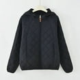 thumbnail image 1 of Women's Quilted Jacket Lightweight Zip Up Outwear Coat Casual Solide Color Hood Jackets Black 2XL, 1 of 3