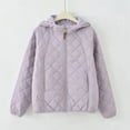 thumbnail image 1 of Women's Quilted Jacket Lightweight Zip Up Outwear Coat Casual Solide Color Hood Jackets Purple 5XL, 1 of 7