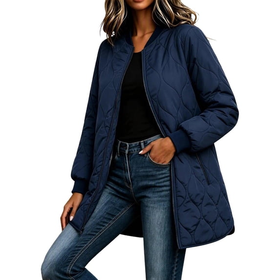 Women's Quilted Jacket Lightweight Zipper Fall Winter Coats Thermal Padded Puffer Jacket Loose Casual Outerwear with Pockets