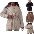 thumbnail image 1 of Women's Quilted Jacket Mid Length Fashion Solid Color Casual Padded Coat Warm Cold Protection Long Sleeve Parkas, 1 of 4