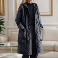 thumbnail image 1 of Women's Quilted Jacket Padded Winter Solid Puffer Coat (Black XXL), 1 of 3