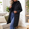 thumbnail image 1 of Women's Quilted Jacket Zipper Up Hooded Long Lightweight Padding Down Coat (Black S), 1 of 7
