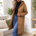 thumbnail image 1 of Women's Quilted Jacket Zipper Up Hooded Long Lightweight Padding Down Coat (Khaki S), 1 of 6