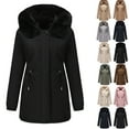 thumbnail image 1 of Women's Quilted Lightweight Long Puffer Coat Jacket Women's Fashion Solid Color Casual Zipper Winter Hooded Stand Sports Long Sleeve Parkas Family Gifts Black XXXL, 1 of 7