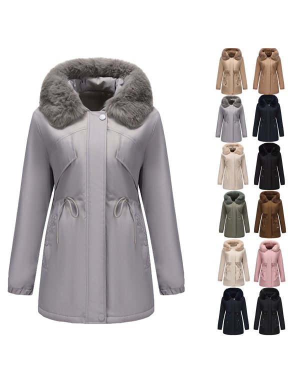Women's Quilted Lightweight Long Puffer Coat Jacket Women's Fashion Solid Color Casual Zipper Winter Hooded Stand Sports Long Sleeve Parkas Family Gifts Gray XXL