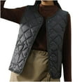 thumbnail image 1 of Women's Quilted Puffer Vest - Lightweight Button Down Sleeveless Down Jackets Warm Winter Padded Gilet Outerwear, 1 of 4