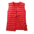 thumbnail image 1 of Women's Quilted Puffer Vest Lightweight Packable Cropped Down Jacket Sleeveless Button Up Outerwear Winter Clothes (L, Red), 1 of 4