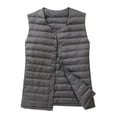 thumbnail image 1 of Women's Quilted Puffer Vest Lightweight Packable Cropped Down Jacket Sleeveless Button Up Outerwear Winter Clothes (M, Gray), 1 of 4