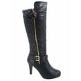 thumbnail image 1 of Women's Quilted Round Toe High Heel Platform Mid-Calf Knee High Boots Shoes, 1 of 2