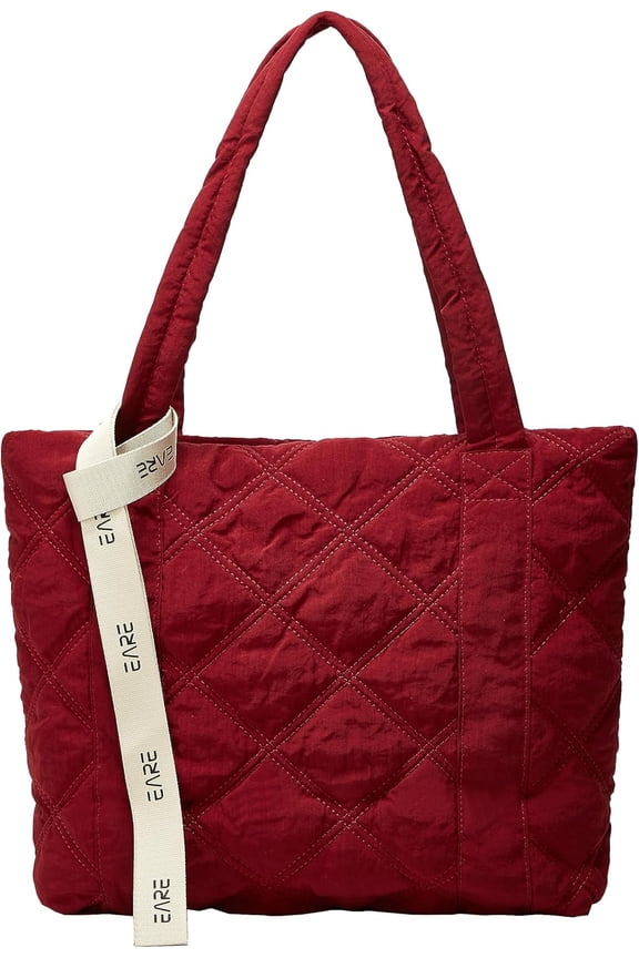 Women's Quilted Shoulder Bag Puff Hobo Handbag Lightweight Tote Backpack Gym Travel Bag 2024