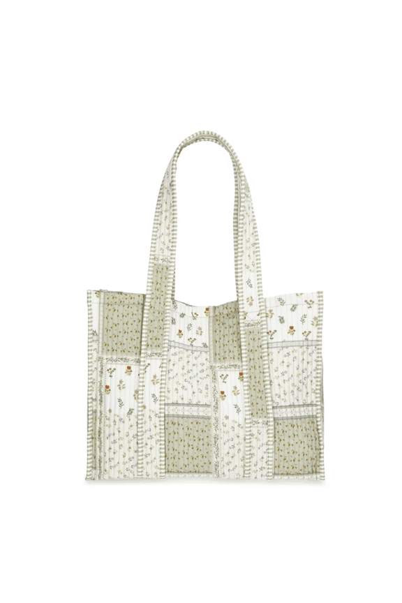 Women's Quilted Tote Bag, Floral/Gingham