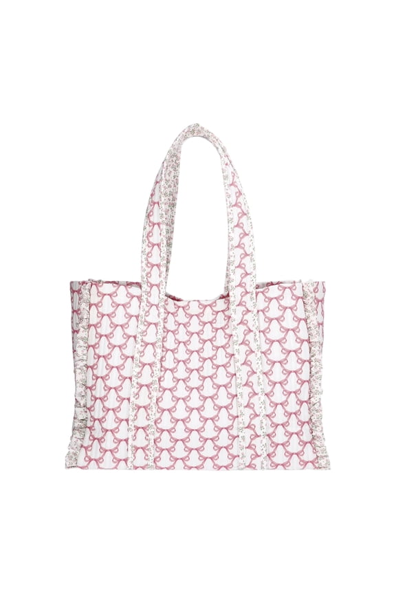 Women's Quilted Tote Bag, Pink Jubilee Bow