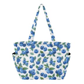 Women's Quilted Vector Illustr Pattern Tote Bag with Zipper Large Polyester Shoulder Bag with Laptop & Luggage Sleeve Cute Printed for Work School Travel