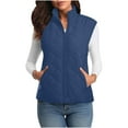 thumbnail image 1 of Women's Quilted Vest Stand Collar Lightweight Zip Padded Gilet Stand Collar Lightweight Zip Quilted Vest for Women Womens Tops, 1 of 7