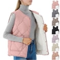 thumbnail image 1 of Women's Quilted Vest V Neck Fleece Puffer Vest Slim Fit Button Down Padded Gilet Sleeveless Jacket Fall Winter Outerwear Coat, 1 of 5