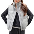 thumbnail image 1 of Women's Quilted Vests Warm Soft Lightweight Sleeveless Jacket Casual Full Zip Coat Puffer Outerwear with Pockets (L, Gray), 1 of 5