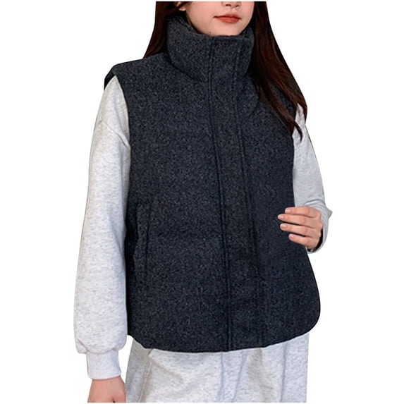 Women's Quilted Vests Warm Soft Lightweight Sleeveless Jacket Casual Full Zip Coat Puffer Outerwear with Pockets (M, Black)